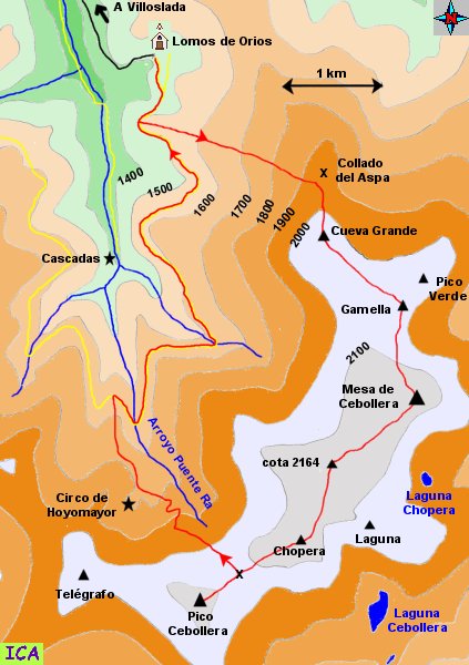 Mapa de las cumbres del Parque Natural de Sierra de Cebollera