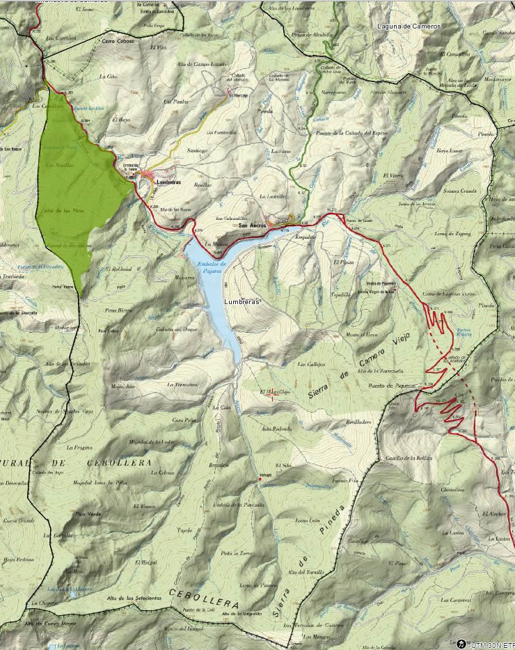 Mapa del área de recolección de setas en Sierra de Cebollera